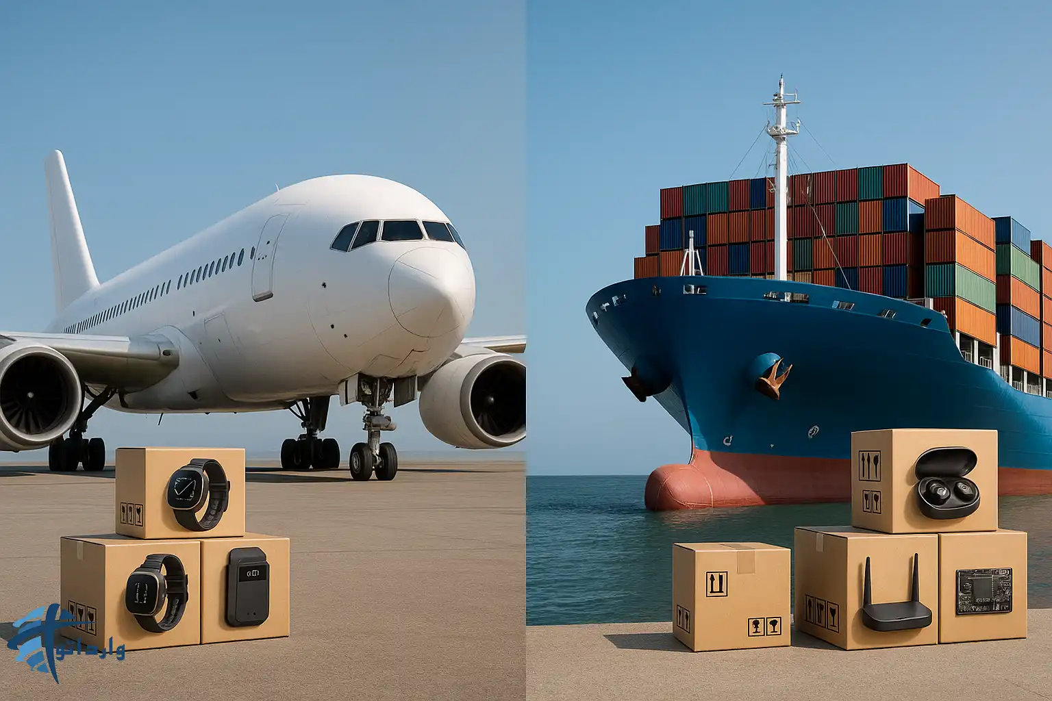 مقایسه روش های حمل و نقل(هوایی و دریایی)برای محموله های کوچک کالای دیجیتال ازچین