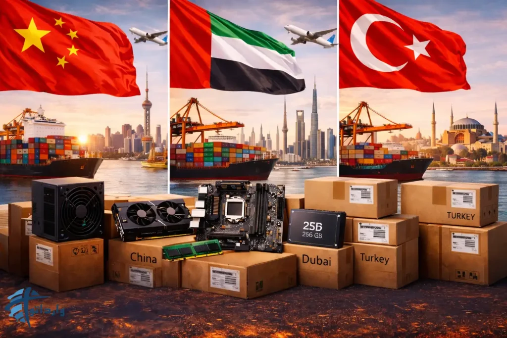 مقایسه قیمت واردات قطعات کامپیوتر از چین در مقابل دبی وترکیه