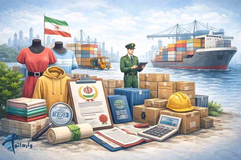 قوانین ومحدودیت های واردات پوشاک و پارچه به ایران وجوزهاو ثبت سفارش