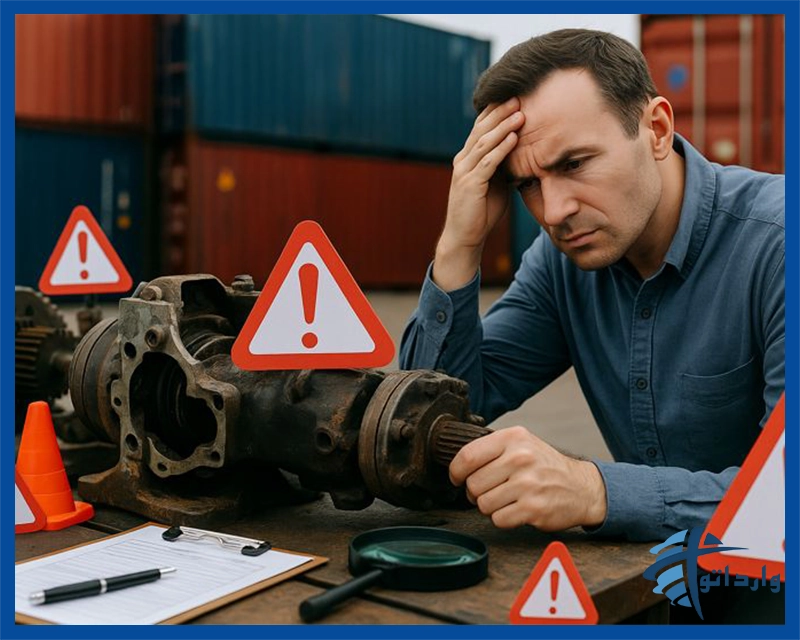تصویر یک واردکننده در حال بررسی ریسک‌ها و مشکلات کالای مستعمل هنگام واردات