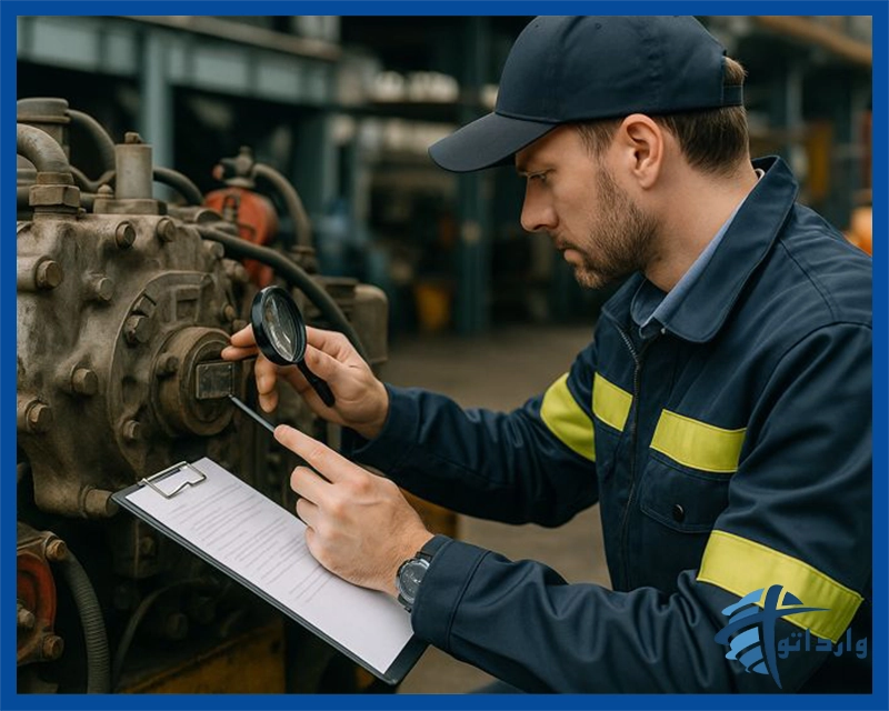 تصویر کارشناس گمرک که کالای مستعمل را بررسی و میزان کارکرد آن را تشخیص میدهد.