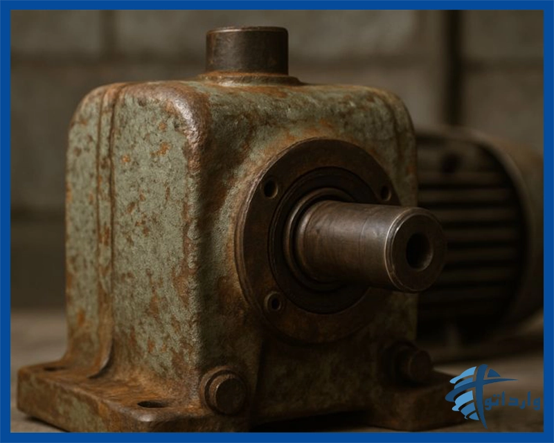 کلوزآپ از یک دستگاه صنعتی کارکرده با آثار استفاده جهت نمایش مفهوم کالای مستعمل