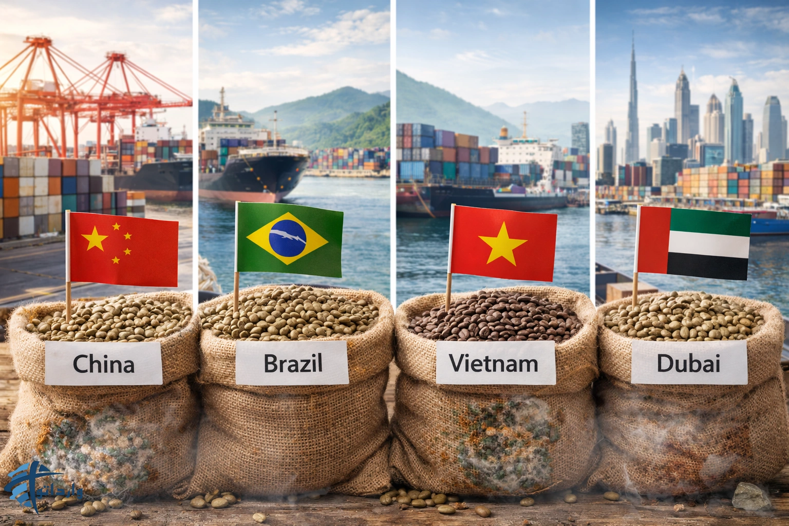 مقایسه واردات قهوه از چین با برزیل - ویتنام و دبی