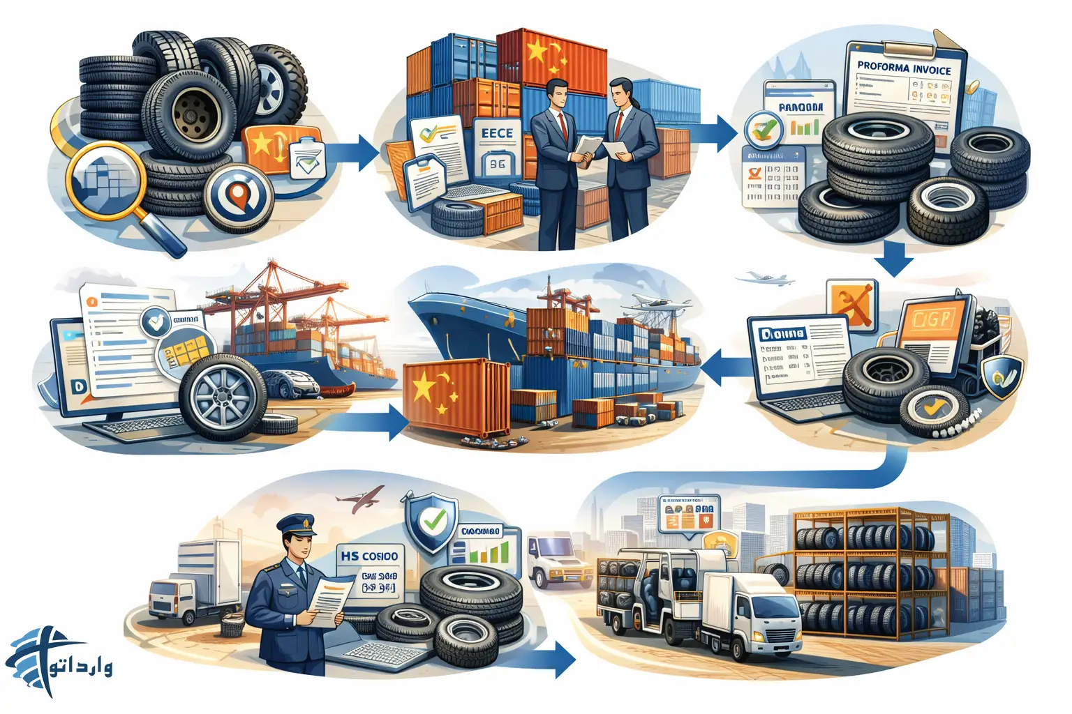 مراحل واردات لاستیک از چین