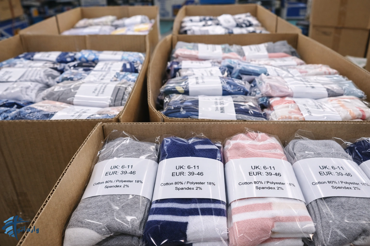 بسته‌بندی و لیبلینگ جوراب وارداتی