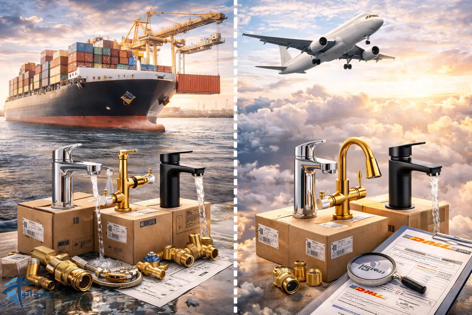 مقایسه حمل دریایی و هوایی برای شیرآلات