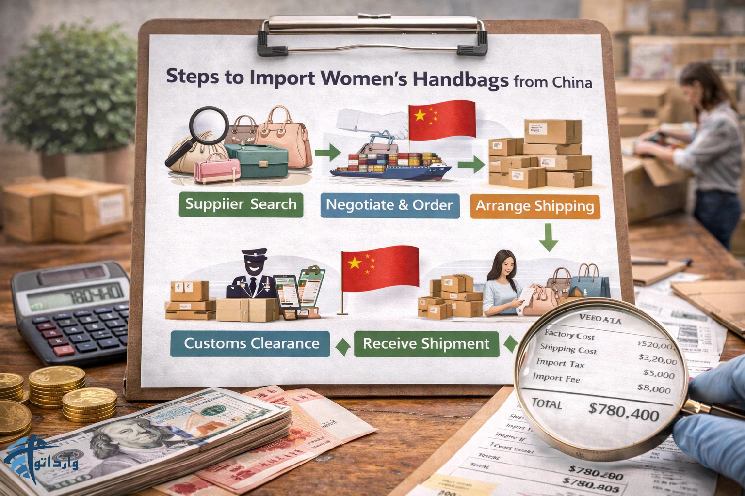 مراحل واردات کیف زنانه از چین