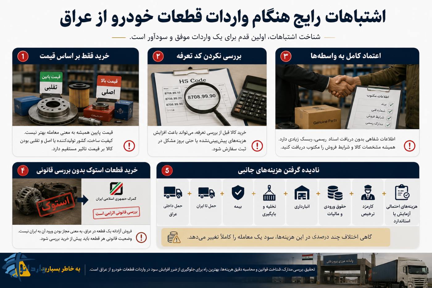 اشتباهات رایج هنگام واردات قطعات خودرو از عراق